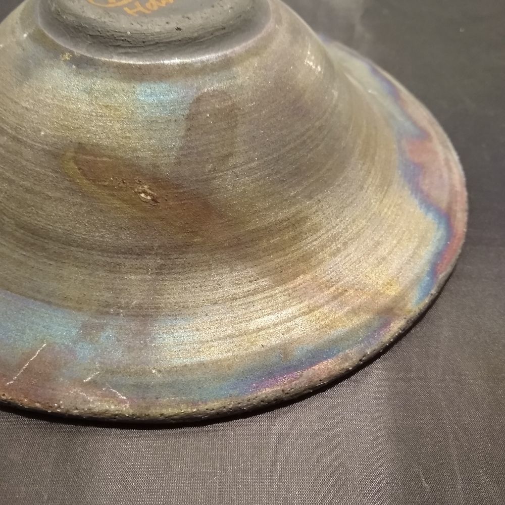 Chris Matti Raku Hawaiian Pottery Bowl HGT#1 - Picture 8 of 13